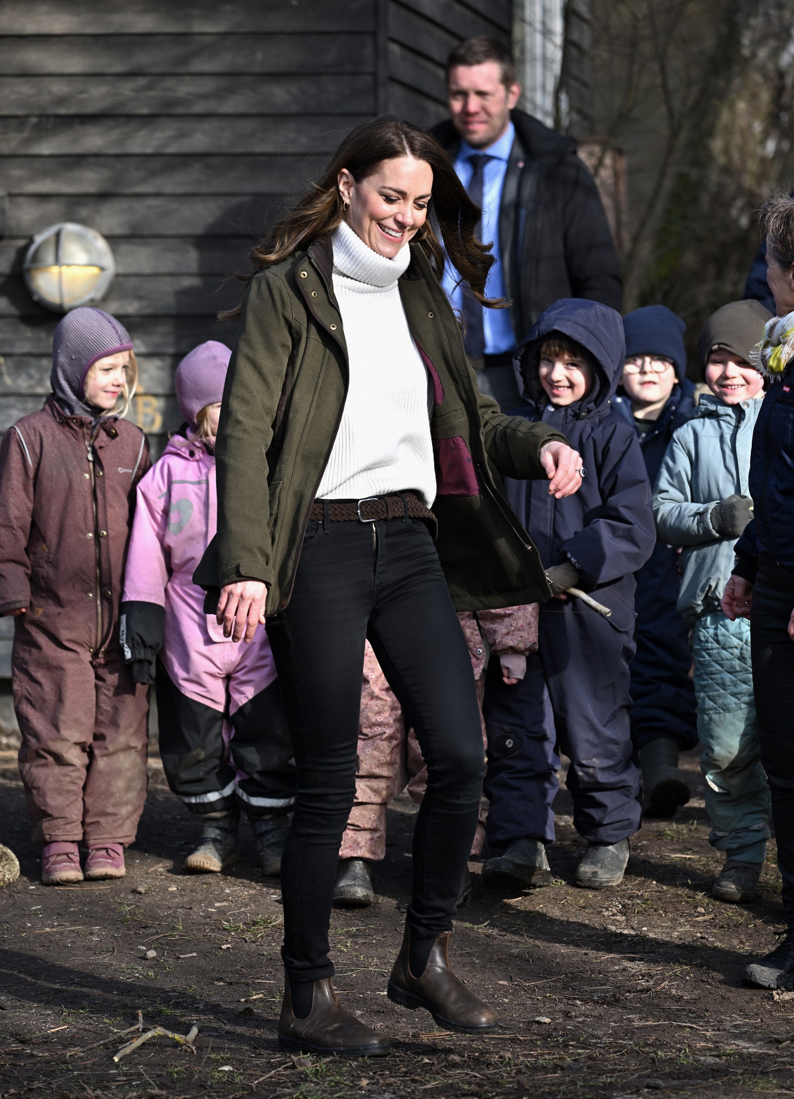 Catherine Duchess of Cambridge visits Stenurten Forest Kindergarten on February 23 2022 in Copenhagen Denmark.