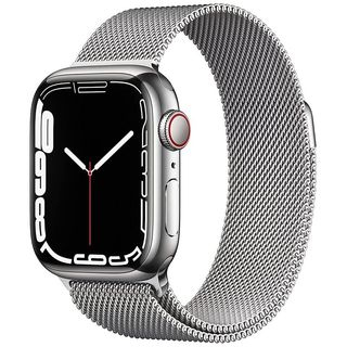 Apple Watch Series 7 (GPS, Cellular, 41mm, Silver Stainless Steel, Silver Milanese Loop)