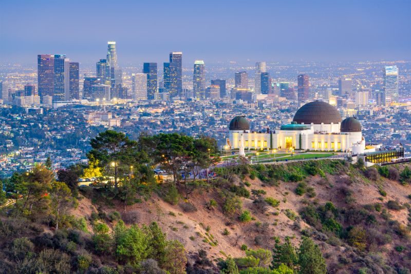 griffith observatory with downtown LA skyline