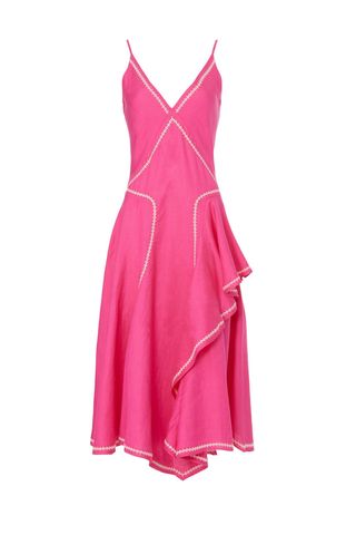 Pink Stitched Midi Dress