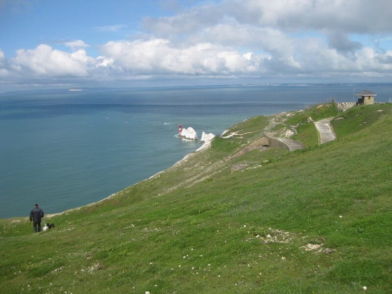 coastal path winding through the green cliffs with ocean views on the Isle of Wight UK