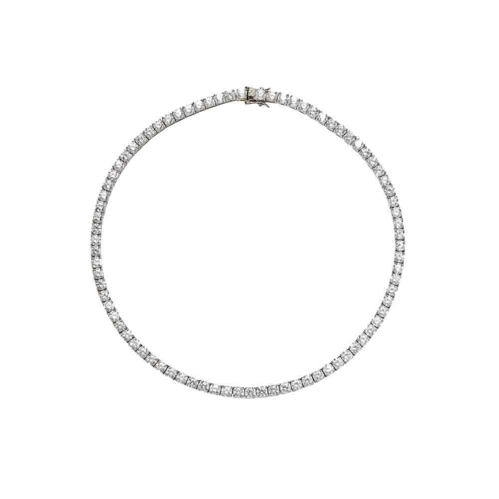 Kate Round Cut, Silver Riviere Collar Necklace 