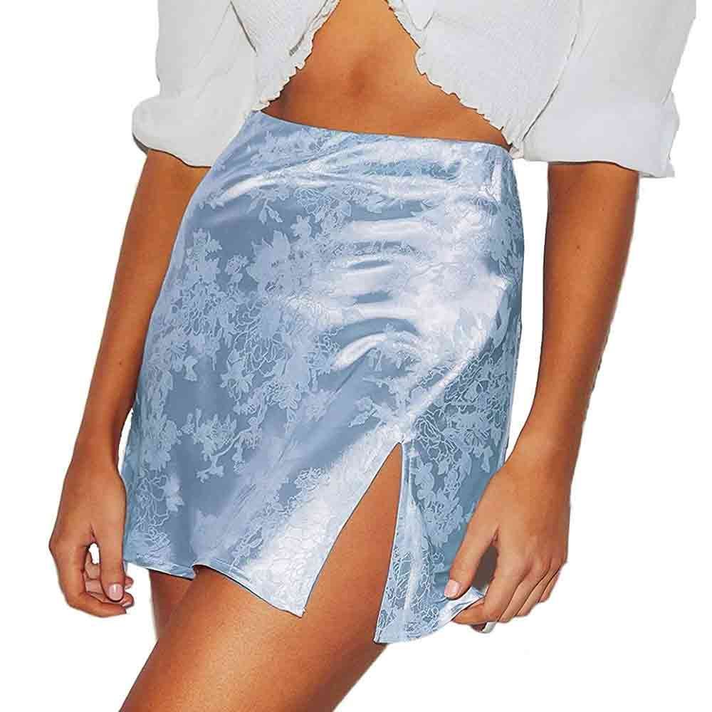 Jacquard Side Split High Waist Mini Skirt 