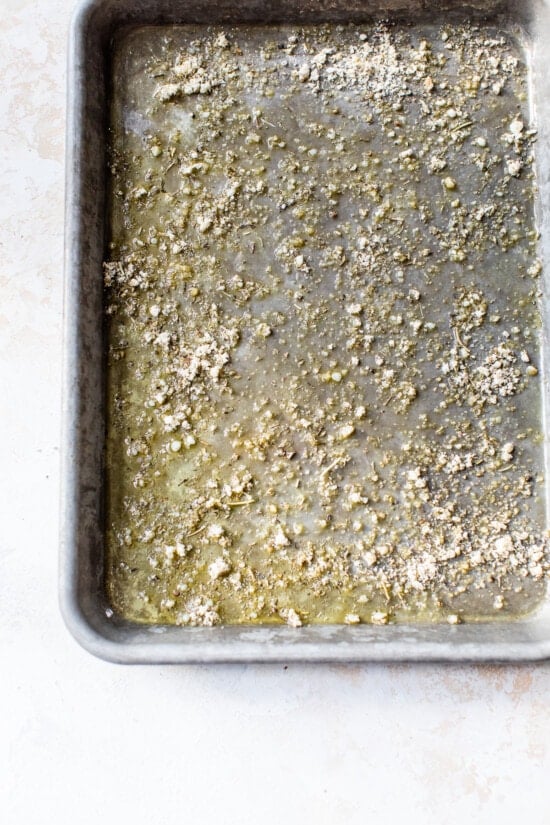 sheet pan with oil and spices