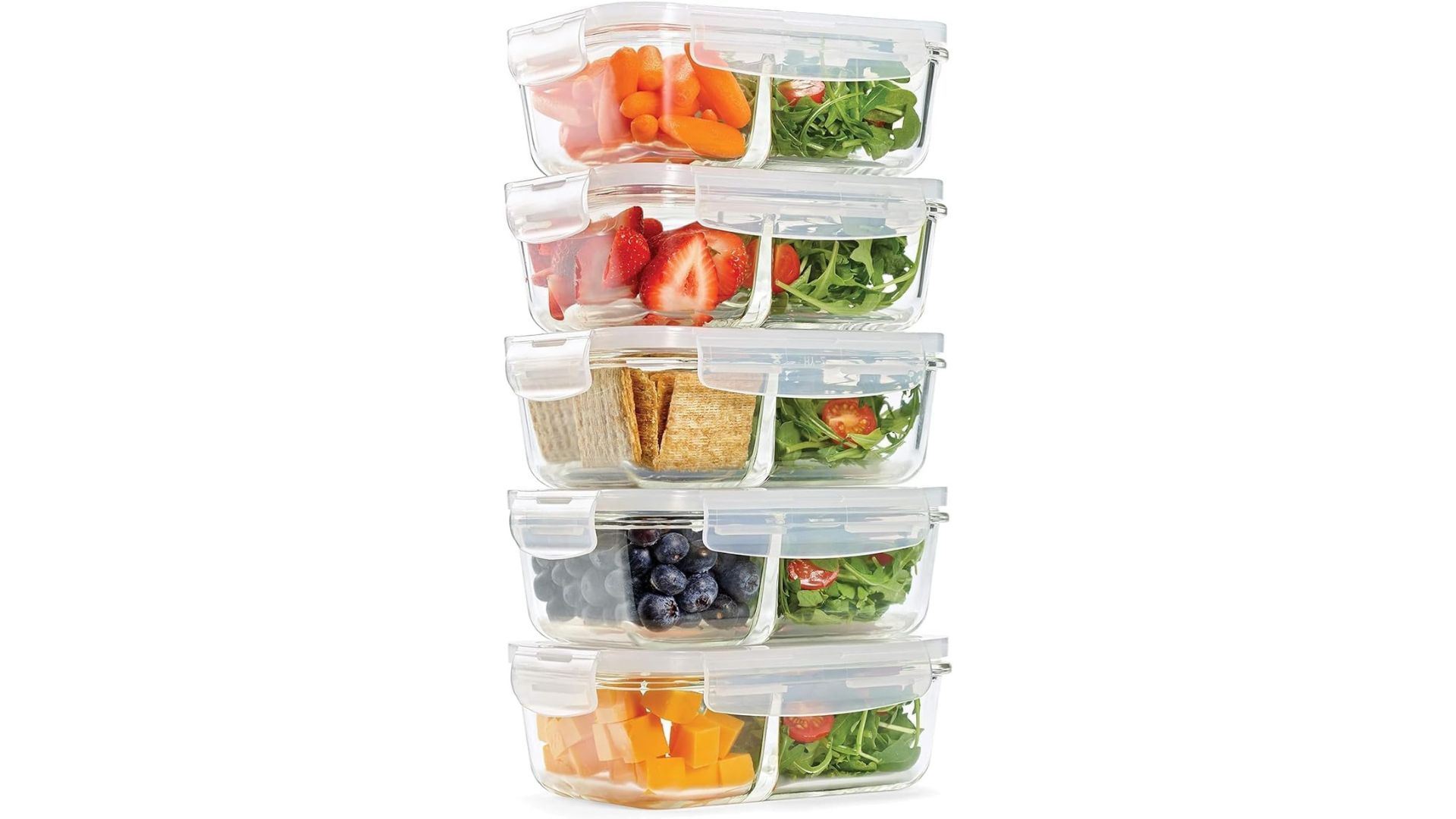 Best fridge organizers: PrepNaturals Glass Food Containers 