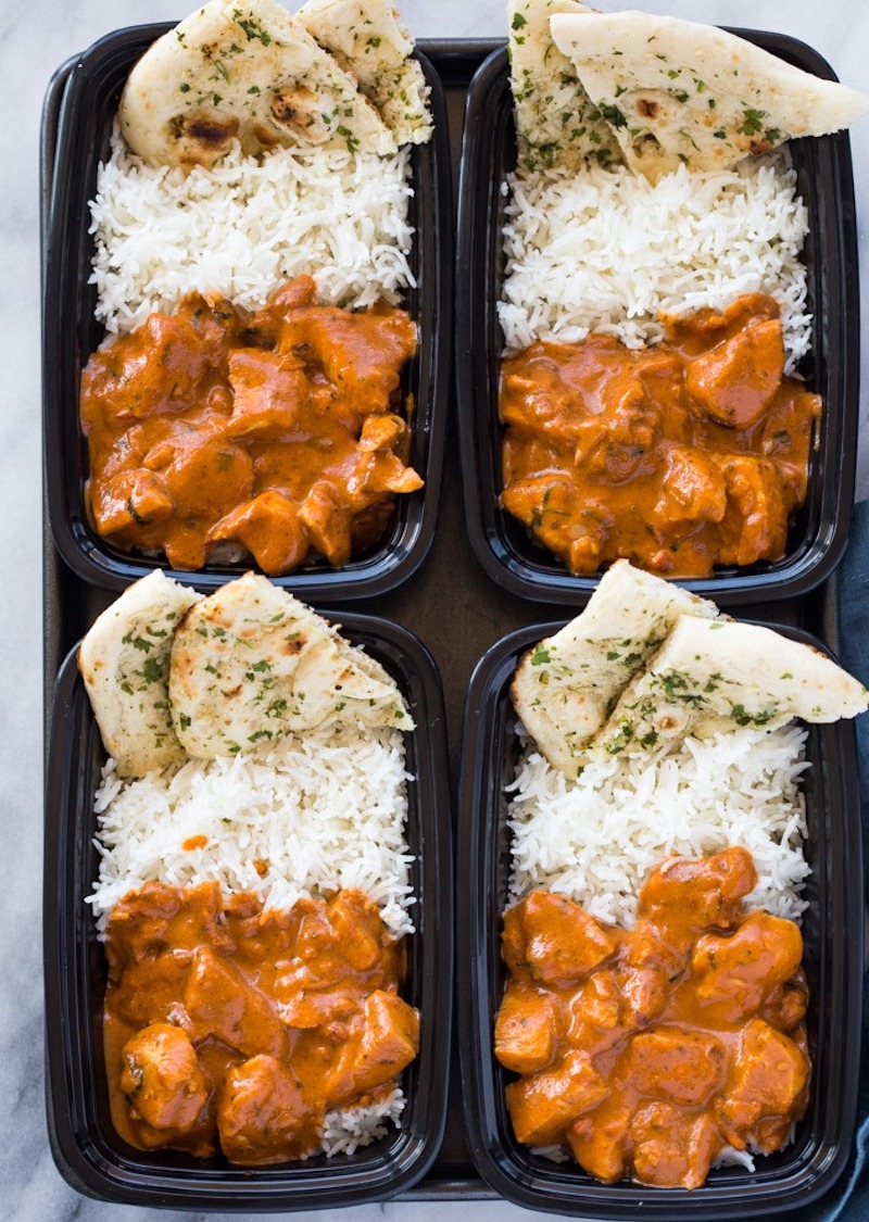 Butter Chicken with Rice and Garlic Naan | Easy Meal Prep Recipes