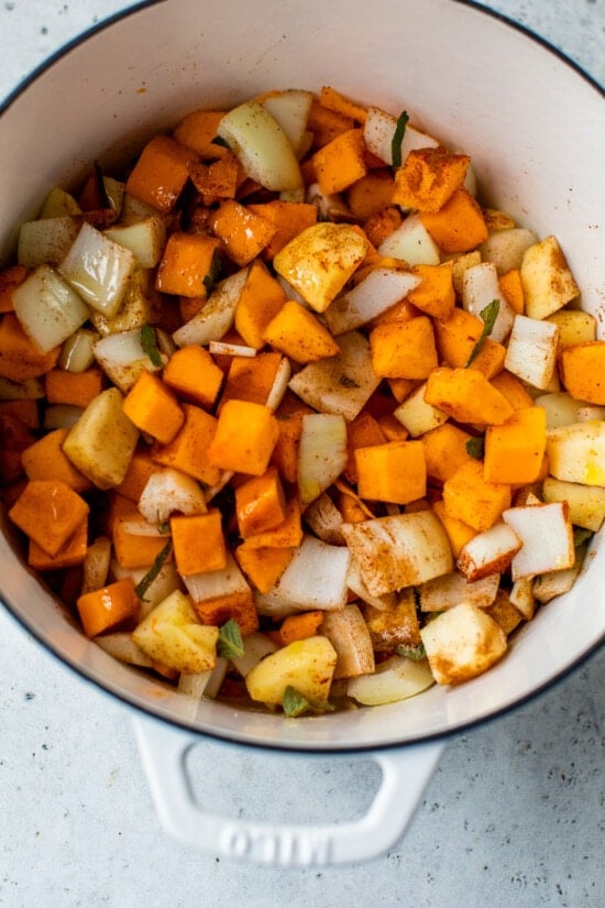 roasted butternut and apples for soup