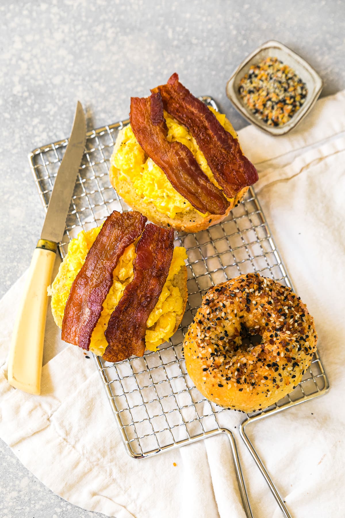 Egg Bagels with eggs and bacon