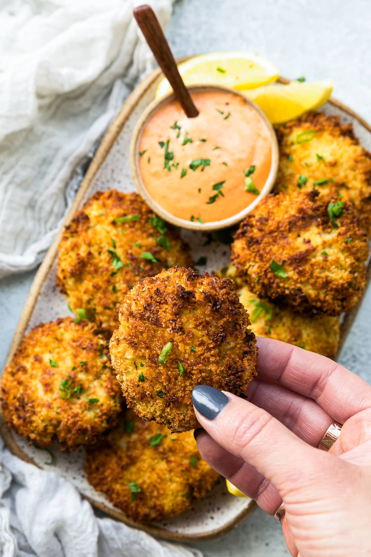 Fish Cakes with Roasted Pepper Sauce