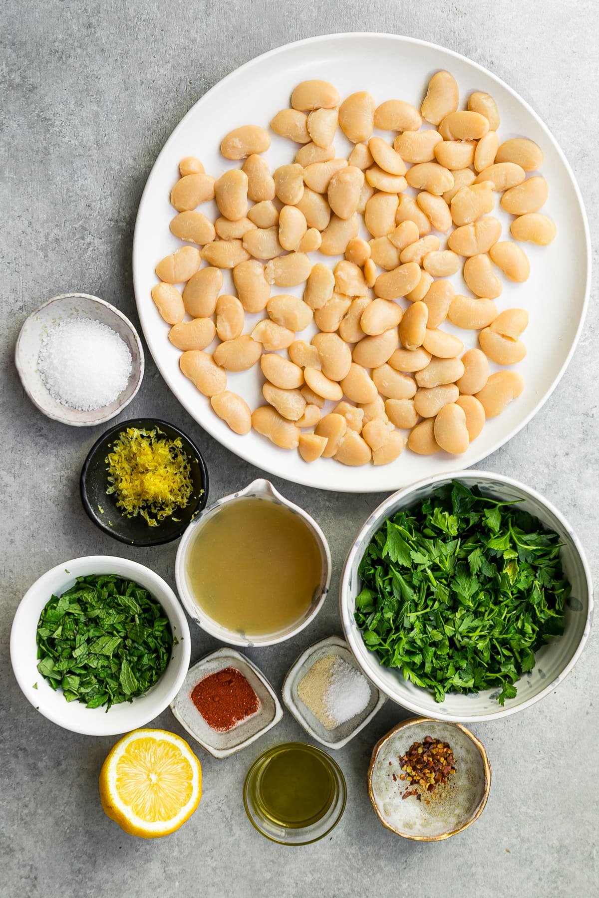 canned butter beans, herbs and spices