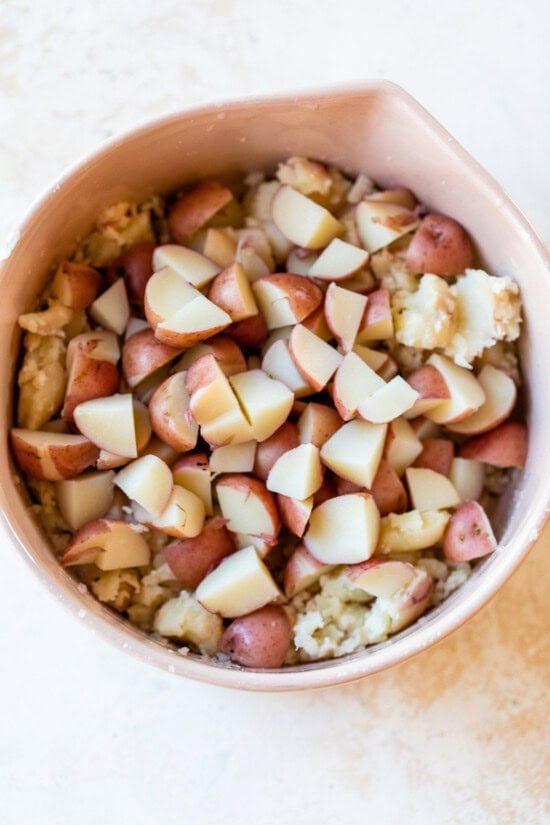 boiled red potatoes in a bowl