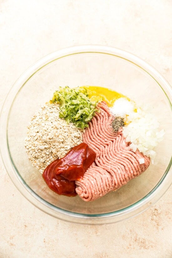 turkey meatloaf ingredients in a bowl